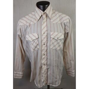 Mens Bronco Western Pearl Snap Shirt Vintage Form Fit Long Tail Geometric XL USA
